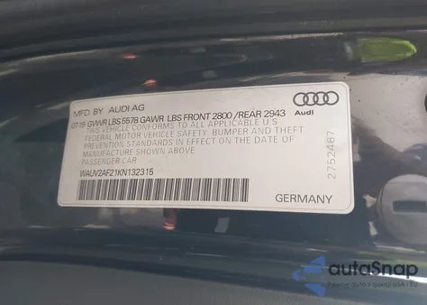 2019 Audi A7 55 Premium z USA, uszkodzony, nr VIN WAUV2AF21KN132315